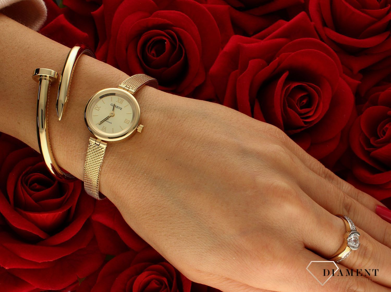 Złoty zegarek Geneve damski 585 biżuteryjna bransoletka 26 gram złota ZG 183 (2).jpg